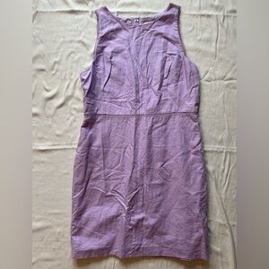 Purple Loft Linen Dress; Size 14; Zip-Up; Tea Length; Stitch Detailing; Summer